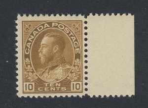 Canada WW1 Admiral Stamp; #118-10c MH F/VF w Margin Guide Value = $40.00