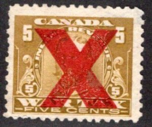 van Dam FWT11f - Used - 5c  - inverted red X precancel - War Tax  - 1920, Cana