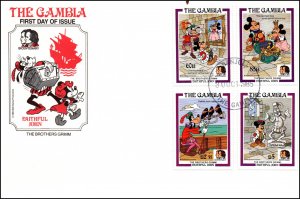 Gambia 560-569 Disney's Set of Four U/A FDCs