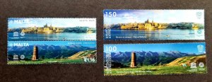 *FREE SHIP Kyrgyzstan Malta Joint Issue UNESCO 2018 Mountain Tower (stamp) MNH