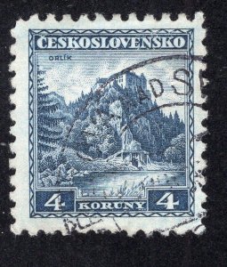 Czechoslovakia 1932 4k deep blue Castle, Scott 185 used, value = 60c