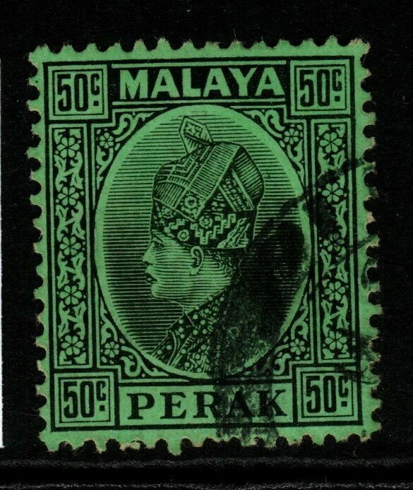 MALAYA PERAK SG99 1936 50c BLACK/EMERALD FINE USED