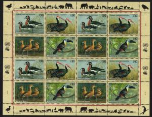 UN Geneva Goose Ibis Duck Toucan Endangered Birds Sheetlet of 16v SG#G460-G463