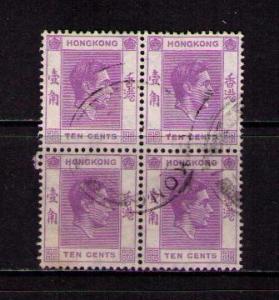 HONG KONG Sc# 158 USED FVF Blk4 Perf14 King George VI