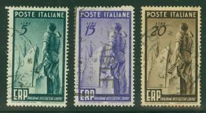 ITALY #515-17 Complete set of 3, used, VF, Scott $41.50