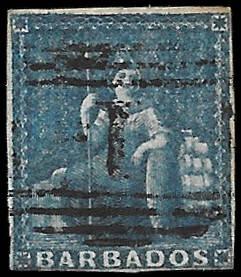 1855 BARBADOS Sc# 6a - CV - $120 -Used Superb No Faults