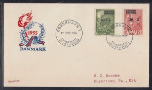 Denmark Scott B22-3 FDC - 1955 Liberty Fund Issue