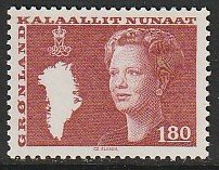 1982 Greenland - Sc 125 - 1 single - MNH VF - Queen Margrethe, Map of Greenland