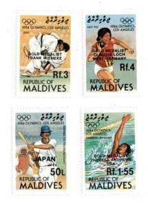 Maldives 1985 - Olympic Winners OVPT - Set of 4 Stamps - Scott #1090-93 - MNH