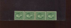 448 Washington Mint Coil BEP SPLICE Paste Up Line Strip of 4 Stamps NH