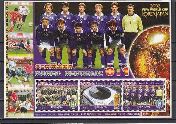 Somalia, 2002 Cinderella issue. World Cup Soccer sheet. German Team shown. ^