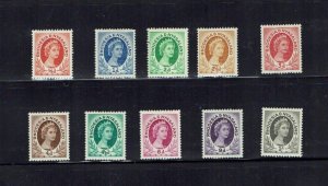 Rhodesia & Nyasaland, 1954 Queen Elizabeth definitive, short set to 1/-  MNH