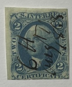 US 1862 Revenue Certificate Imperf # R7a Used