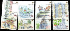 SINGAPORE SG645/8 1991 NATIONAL MONUMENTS MNH