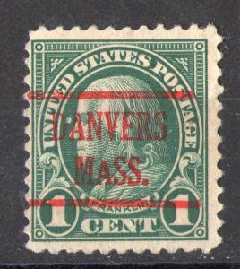 Massachusetts Precancels: Danvers, 1 cent, red precancel