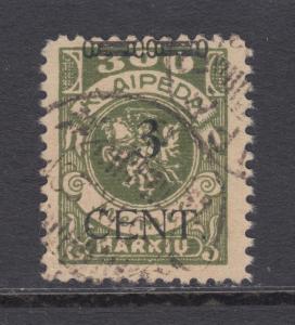 Memel Sc N54 used 1923 3c surcharge on 300m Vytis, F-VF