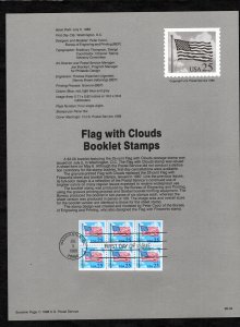 SP787 Flag with Clouds Booklet Pane, Souvenir Page FDC (#2285c)