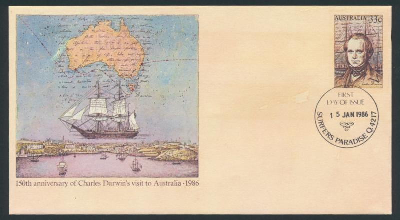 Australia PrePaid Envelope 1986 150th Anniversary Charles Darwin visit