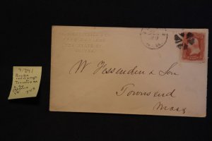 Scott US 94 on cover Boston to Townsend MA (#743)