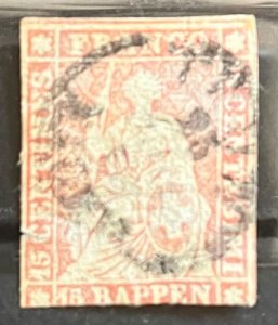 Switzerland #38 Used- SCV=$70.00 (Slight Tear)