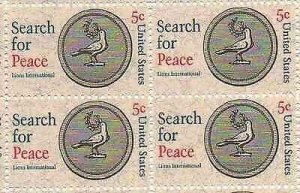 1967 Search for Peace Block of 4 5c Postage Stamps, Sc# 1326, MNH, OG