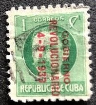 Cuba 317 Used, Red Overprint reading down