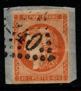 FRANCE SG177 1870 40c ORANGE USED ON PIECE