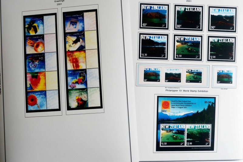 COLOR PRINTED NEW ZEALAND 2000-2004 STAMP ALBUM PAGES (88 illustrated pages)