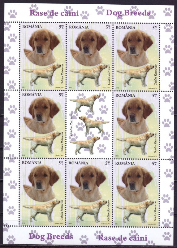 Romania. 2012. Small sheet 6640-43. Dogs. MNH.