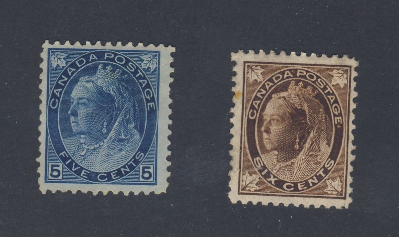 2x Canada Victoria MNG stamps #71-6c ML F #79-5c Numeral. F Guide Value = $95.00