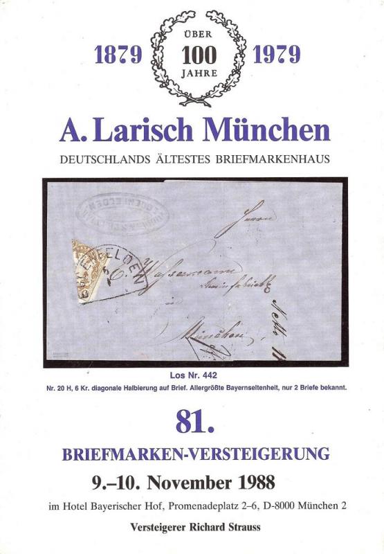Larish: Sale # 81  -  81. Briefmarken-Versteigerung, A. L...