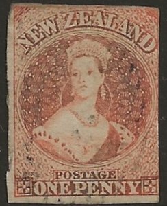 New Zealand 7 1856 1p  fine  used