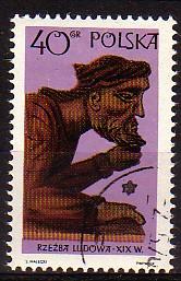 POLAND : Sc# 1706 SORROWFUL CHRIST FOLK ART - U