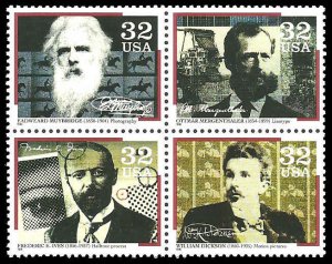 PCBstamps   US #3061/3064a Block $1.28(4x32c)Pioneers of Communication, MNH, (7)
