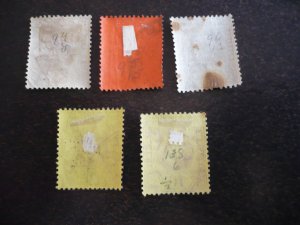 Stamps - Straits Settlements - Scott#94-96,98 - Used Partial Set of 5 Stamps