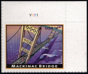 SC#4438 $4.90 Mackinac Bridge Priority Mail Plate Single (2010) SA
