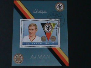 ​AJMAN-1969-WORLD SOCCER CHAMPIONSHIPS-GERMANY-CTO-S/S-VF-FANCY CANCEL