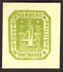 Hamburg Reprint of cut square, 4Sch, Unused