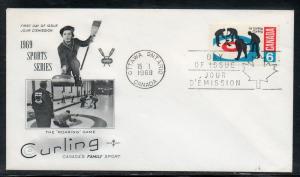 Canada #490 Curling FDC Rose Craft unaddr C749