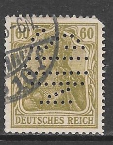 Germany 126: 60pf Germania, perfin, used, F-VF