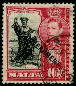 MALTA SG248, 10s Black & Carmine, FINE USED. Cat £27.