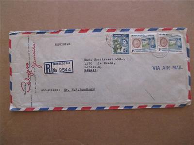 1961 British Jamaica To Hawaii Registered Airmail Cover  (XX56)
