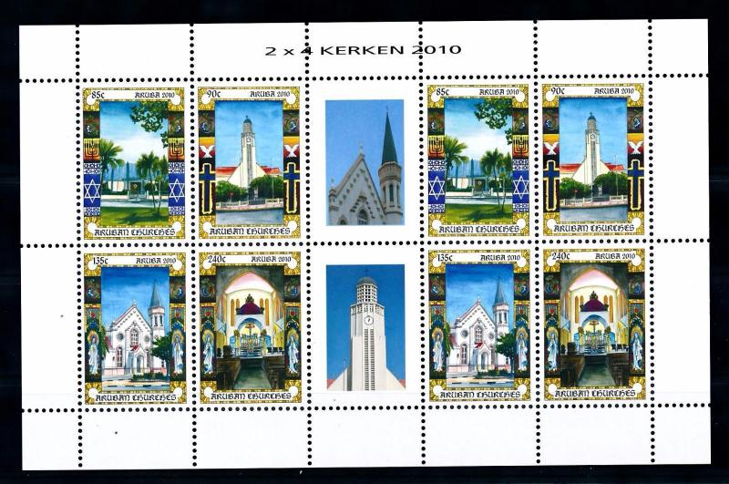 [ARV482] Aruba 2010 Churches & Beth Israel Synagoge Miniature Sheet MNH