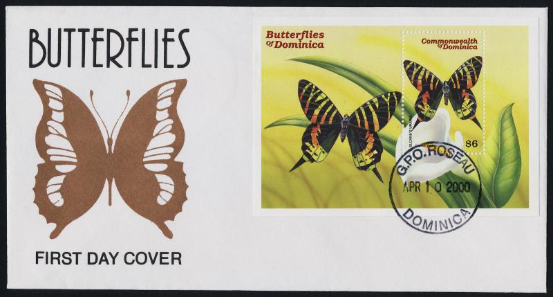 Dominica 2200 on FDC - Butterflies, Flowers