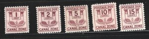 Canal Zone Scott #J25 - J29 Mint NH Complete Set Postage Dues 2021 CV $4.95