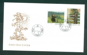 Norway. 1982 FDC. Cachet. Tree,Sun. Painting Girls From Telemark. Sc. # 807-808