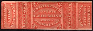 1871-1877 US Match & Medicine Scott #- RS140b 2 Cent T.J. Husband Calcined Magne