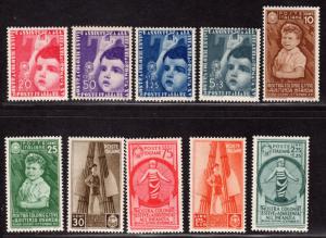 $Italy Sc#367-376 M/LH/VF, complete set, sm. thin on 30c, Cv. $148