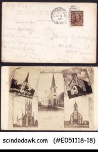 CANADA - 1937 FAMOUS CHURCHES PICTURE POSTCARD TO USA WITH KGV STAMP