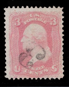 MOMEN: US STAMPS #64 PINK NUMERAL 3 CANCEL USED PF CERT LOT #86060